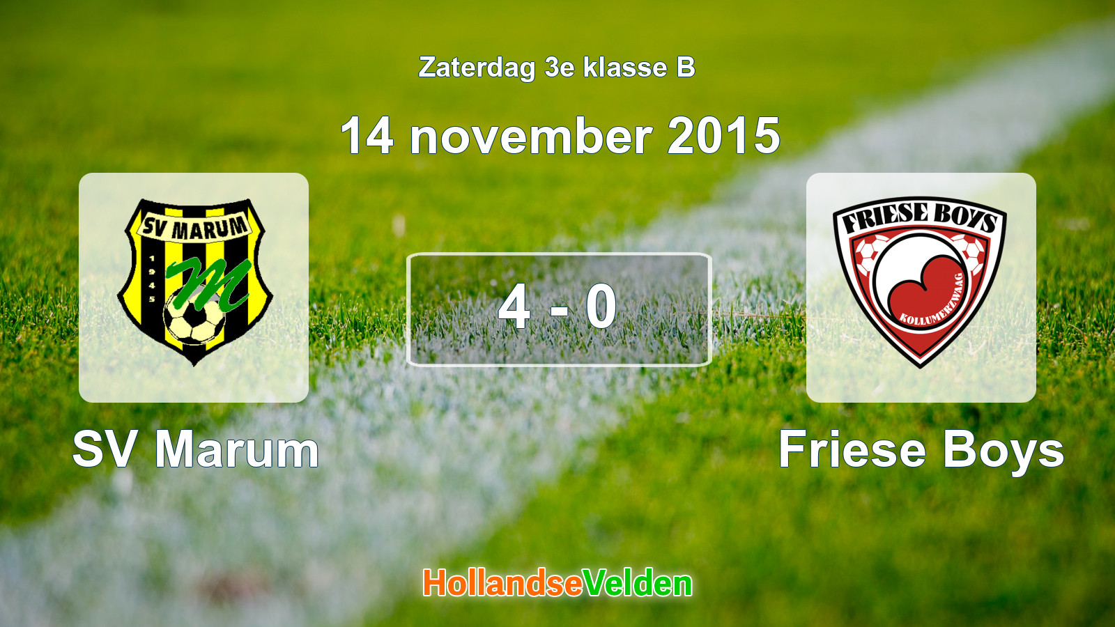 Gespeelde wedstrijd: SV Marum - Friese Boys 4 - 0 (14 november 2015)