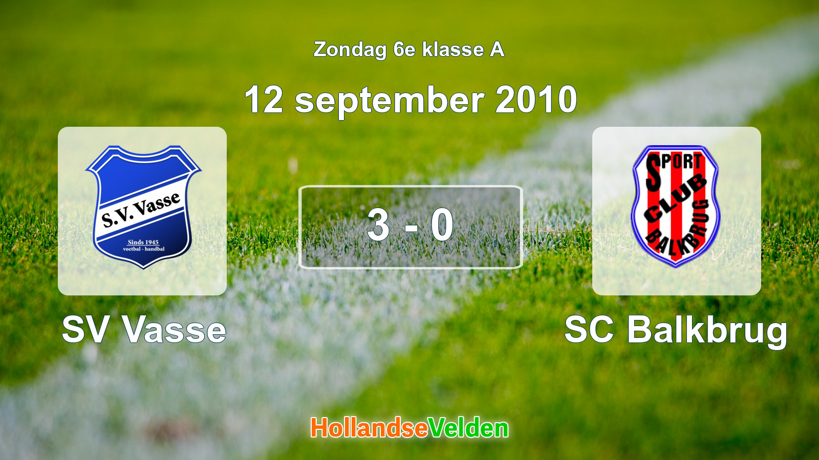 Gespeelde wedstrijd: SV Vasse - SC Balkbrug 3 - 0 (12 september 2010)