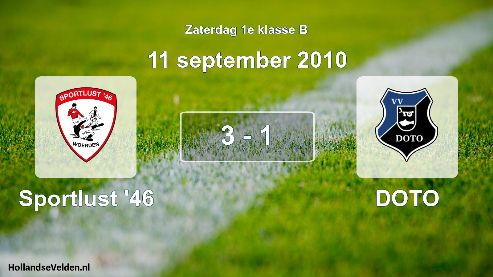 Gespeelde wedstrijd: Sportlust '46 - DOTO 3 - 1 (11 september 2010)