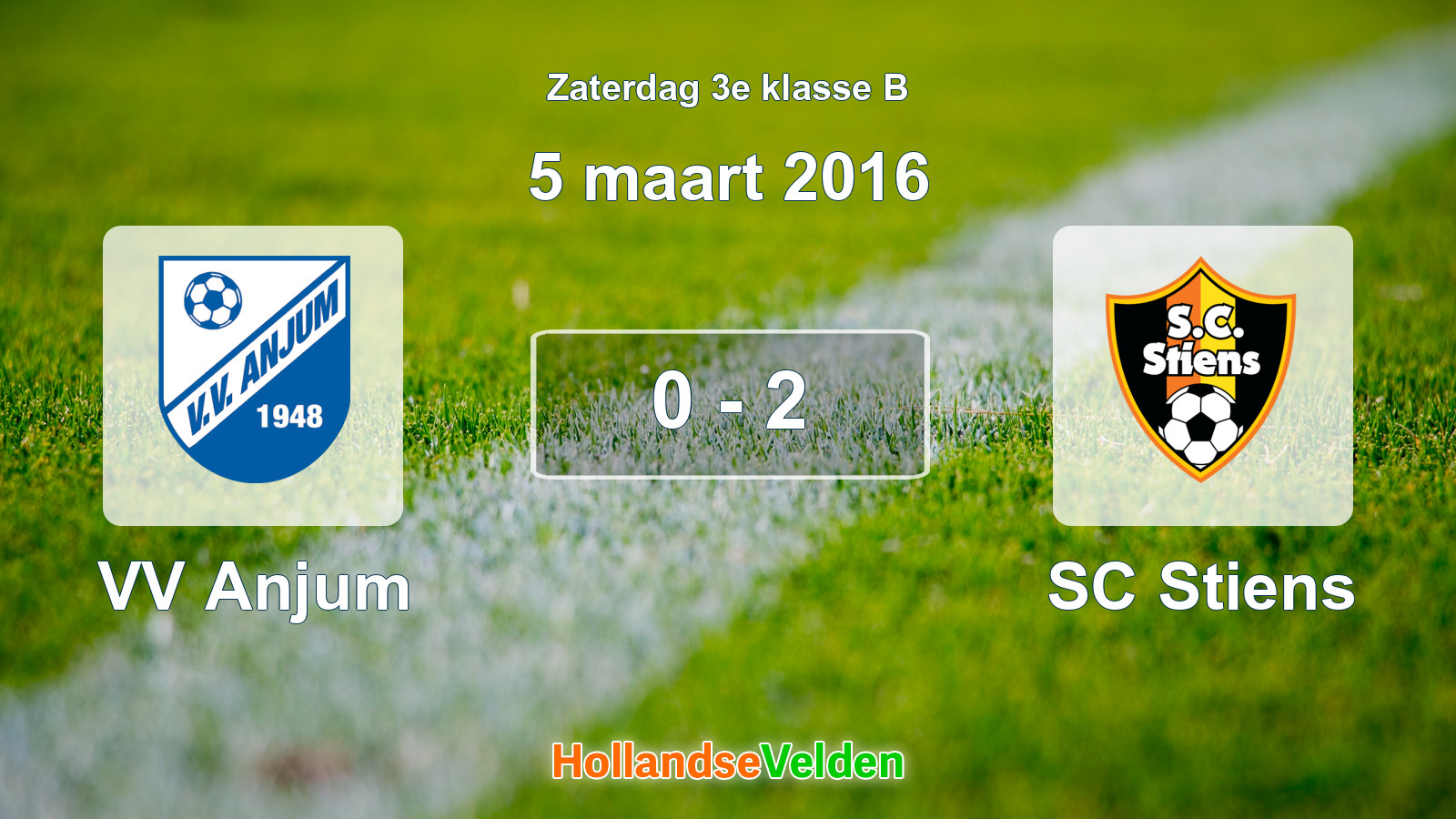 Gespeelde wedstrijd: VV Anjum - SC Stiens 0 - 2 (5 maart 2016)