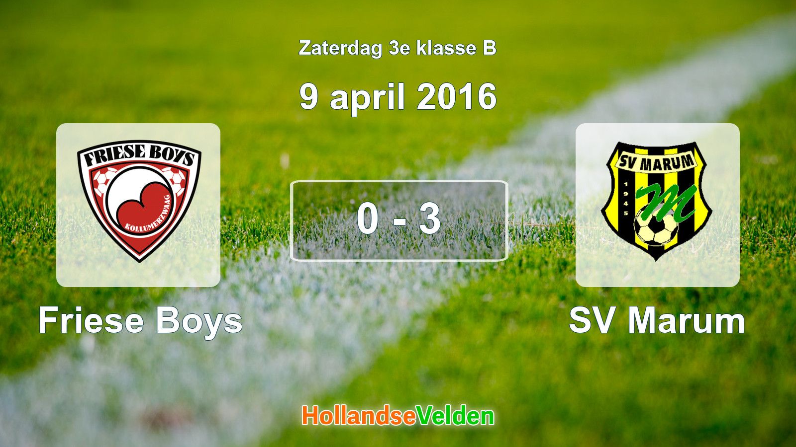 Gespeelde wedstrijd: Friese Boys - SV Marum 0 - 3 (9 april 2016)
