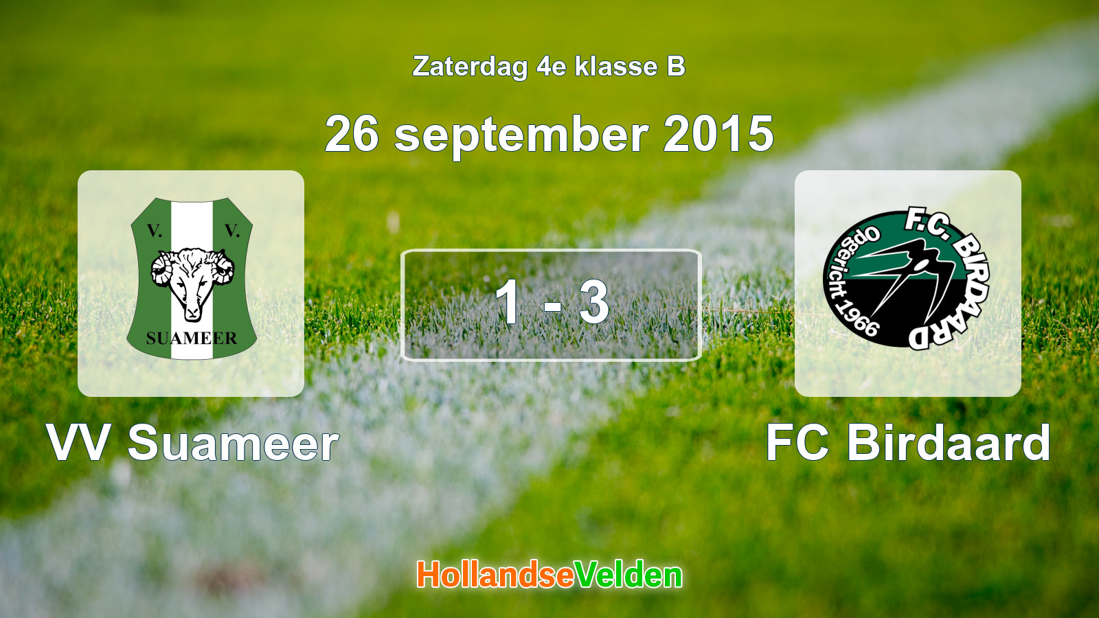 Gespeelde wedstrijd: VV Suameer - FC Birdaard 1 - 3 (26 september 2015)