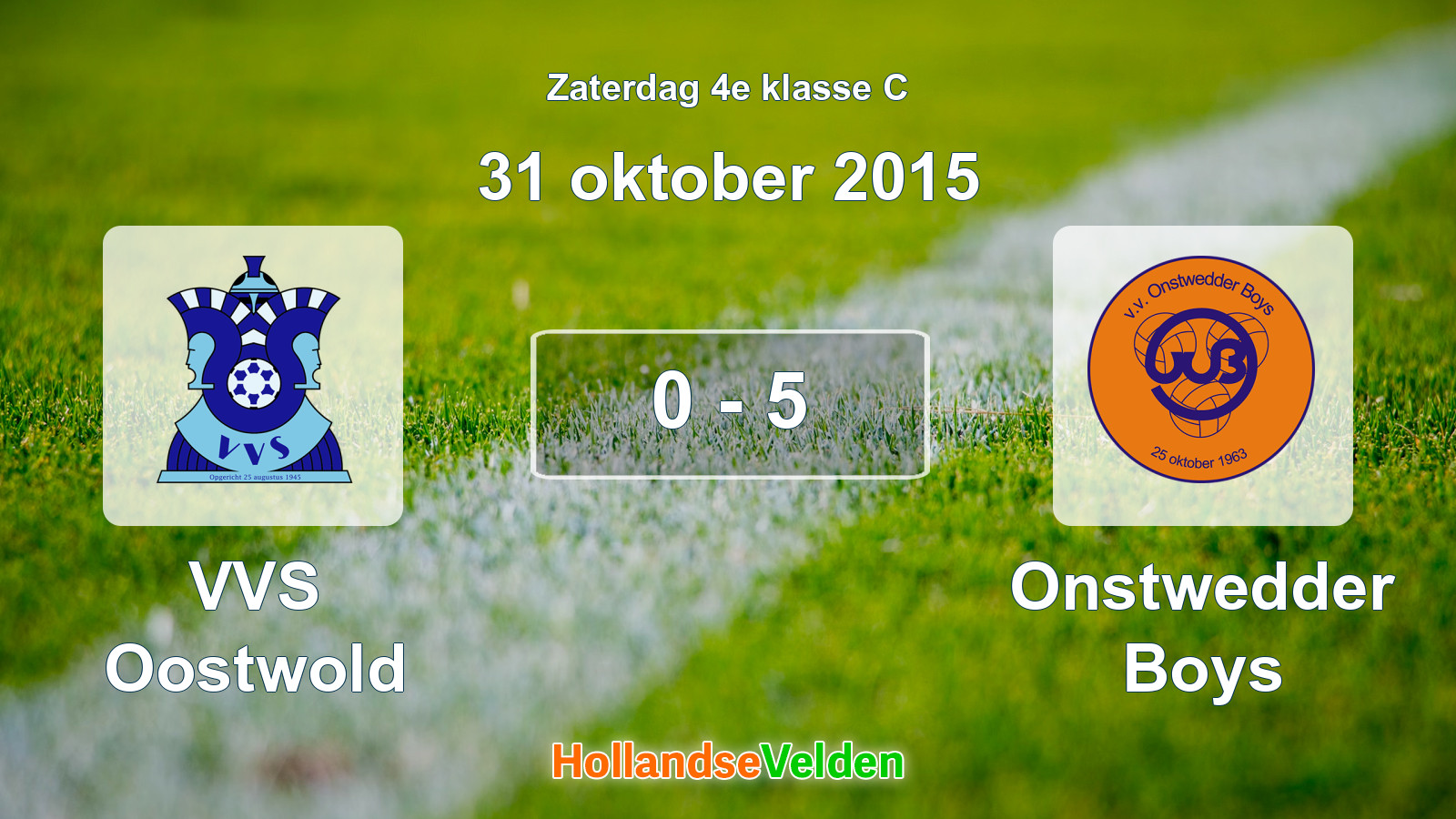 Gespeelde wedstrijd: VVS Oostwold - Onstwedder Boys 0 - 5 (31 oktober 2015)