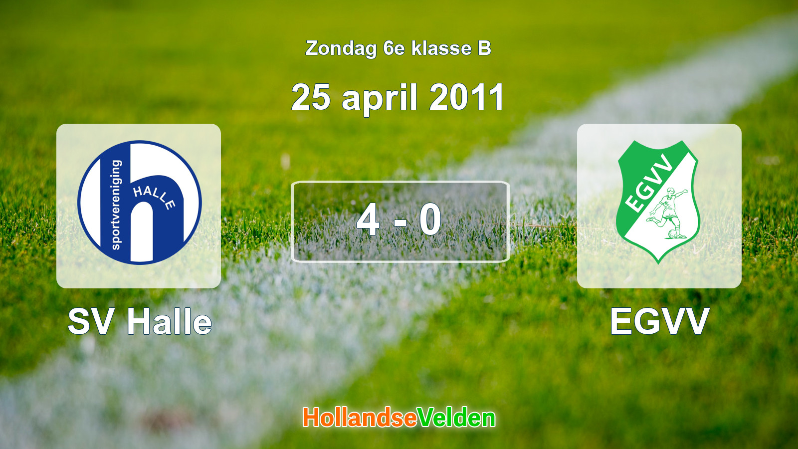 Gespeelde wedstrijd: SV Halle - EGVV 4 - 0 (25 april 2011)