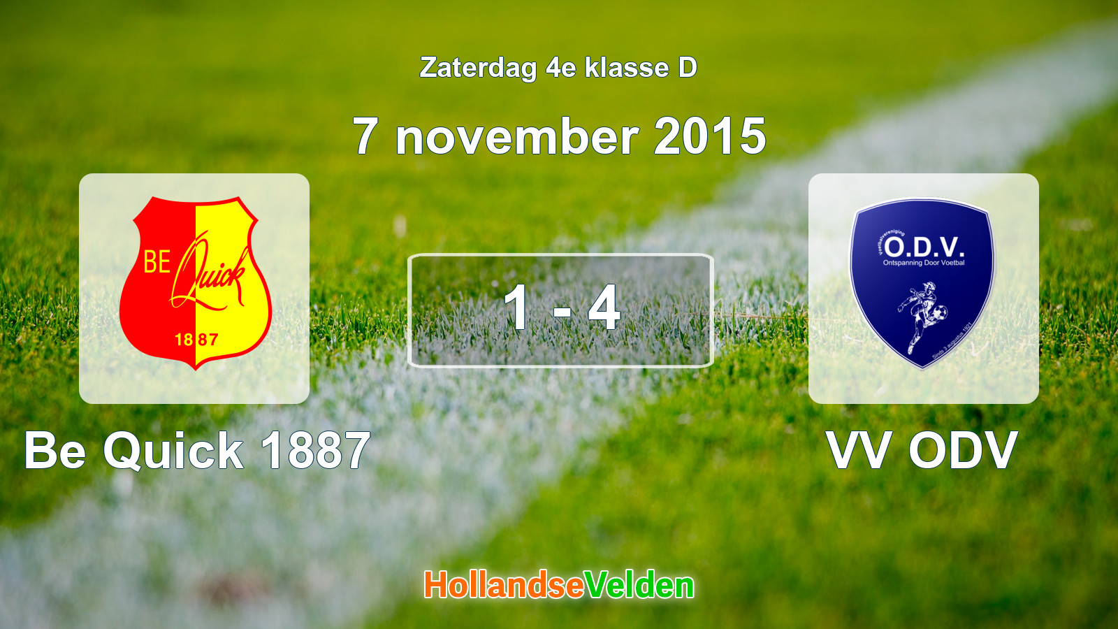 Gespeelde wedstrijd: Be Quick 1887 - VV ODV 1 - 4 (7 november 2015)