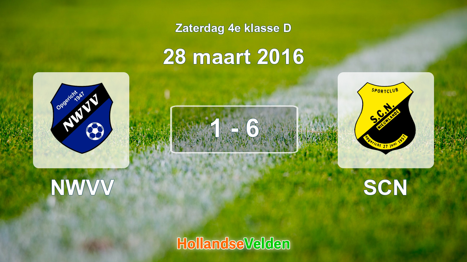 Gespeelde wedstrijd: NWVV - SCN 1 - 6 (28 maart 2016)
