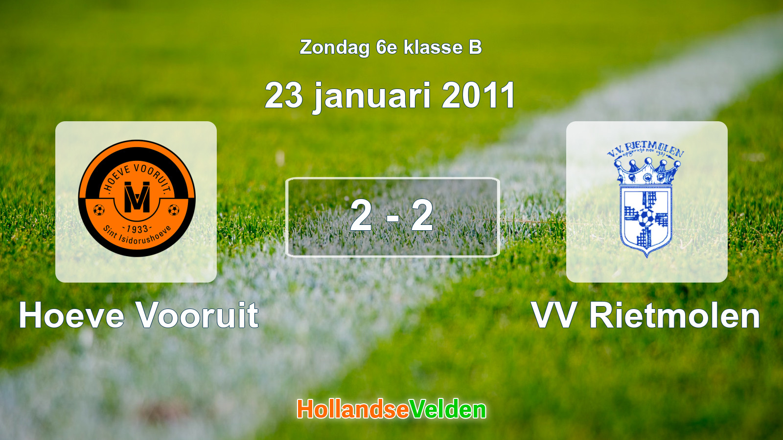 Gespeelde wedstrijd: Hoeve Vooruit - VV Rietmolen 2 - 2 (23 januari 2011)