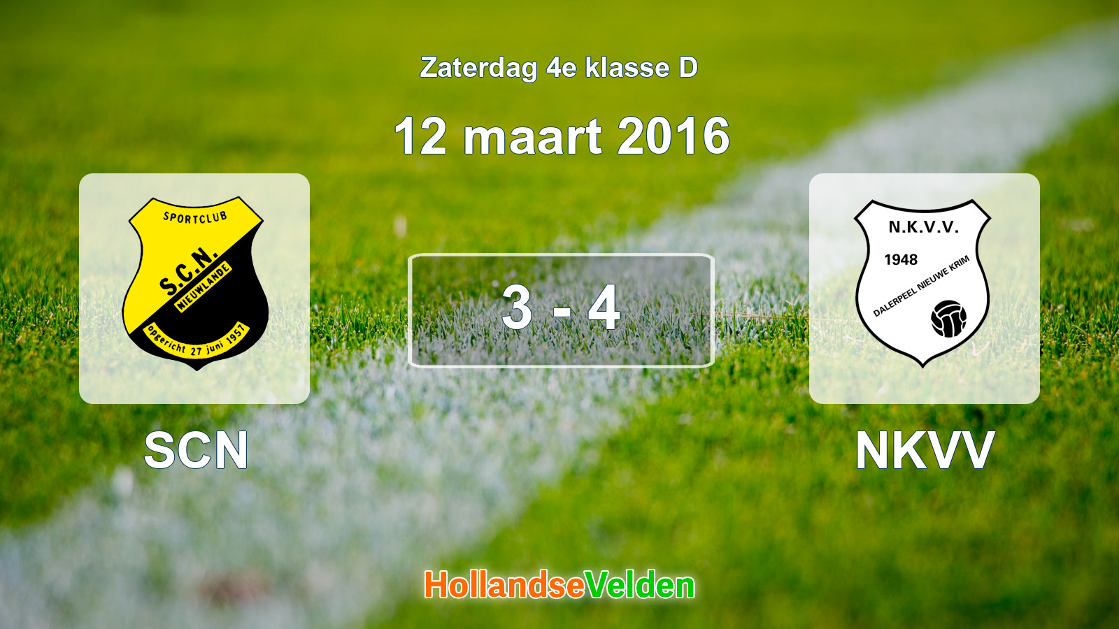 Gespeelde wedstrijd: SCN - NKVV 3 - 4 (12 maart 2016)