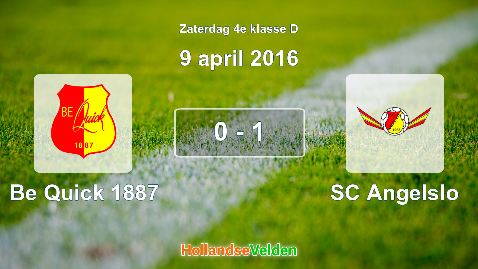 Gespeelde wedstrijd: Be Quick 1887 - SC Angelslo 0 - 1 (9 april 2016)