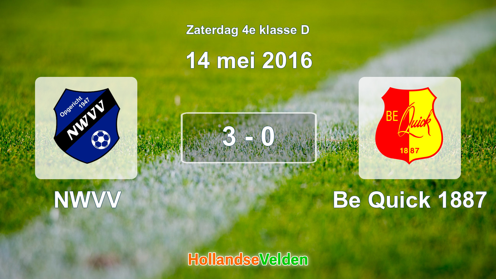Gespeelde wedstrijd: NWVV - Be Quick 1887 3 - 0 (14 mei 2016)