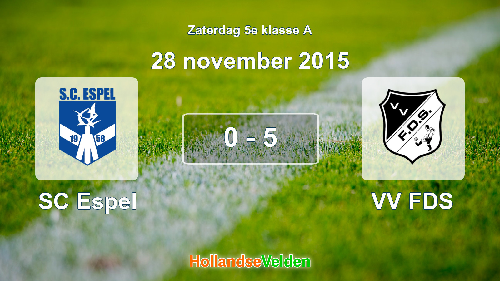 Gespeelde wedstrijd: SC Espel - VV FDS 0 - 5 (28 november 2015)