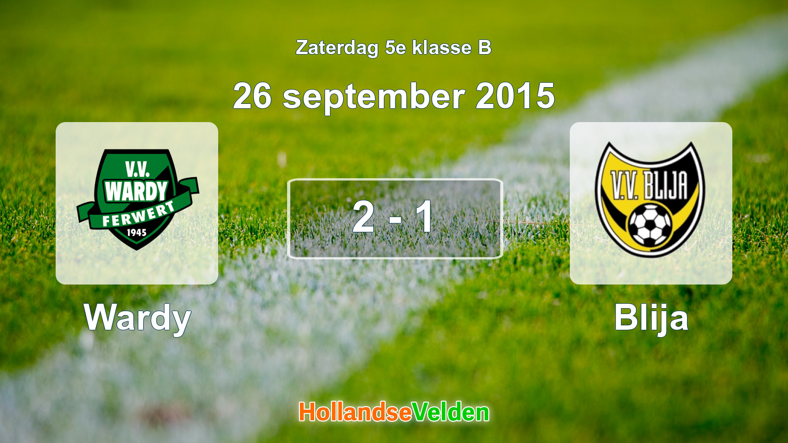 Gespeelde wedstrijd: Wardy - Blija 2 - 1 (26 september 2015)