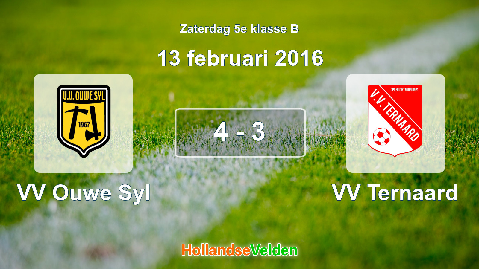 Gespeelde wedstrijd: VV Ouwe Syl - VV Ternaard 4 - 3 (13 februari 2016)