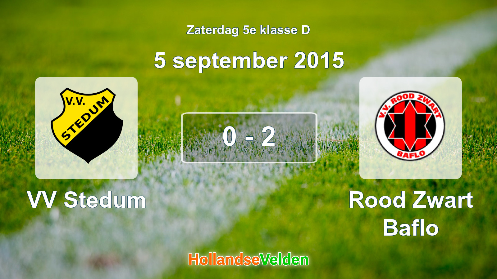 Gespeelde wedstrijd: VV Stedum - Rood Zwart Baflo 0 - 2 (5 september 2015)