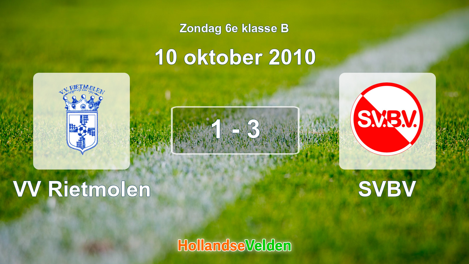 Gespeelde wedstrijd: VV Rietmolen - SVBV 1 - 3 (10 oktober 2010)