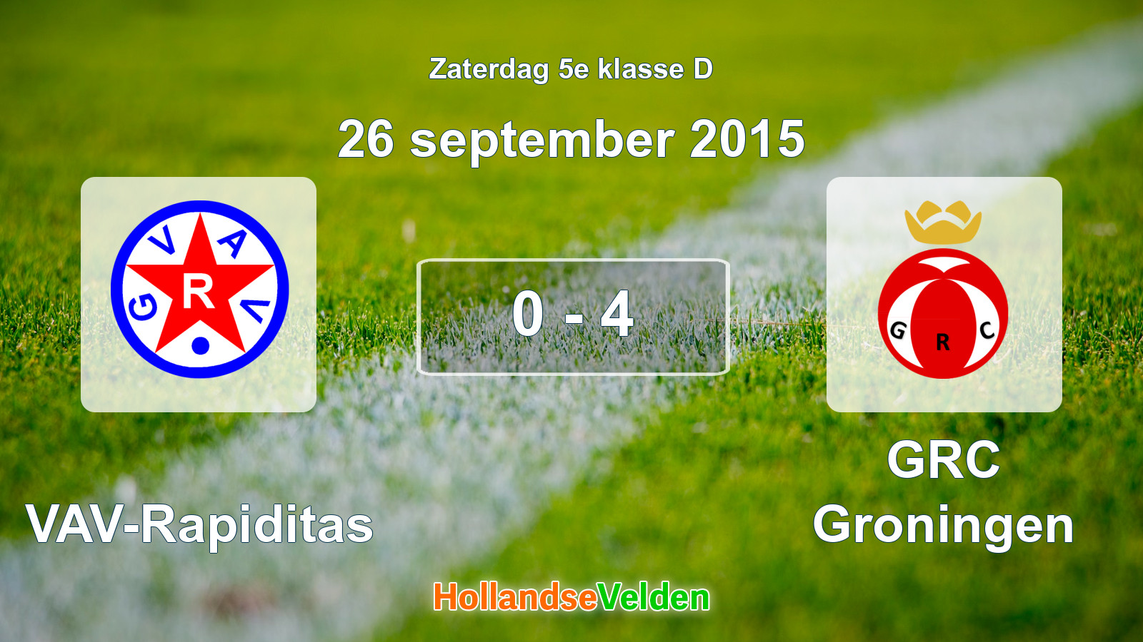 Gespeelde wedstrijd: GVAV-Rapiditas - GRC Groningen 0 - 4 (26 september 2015)