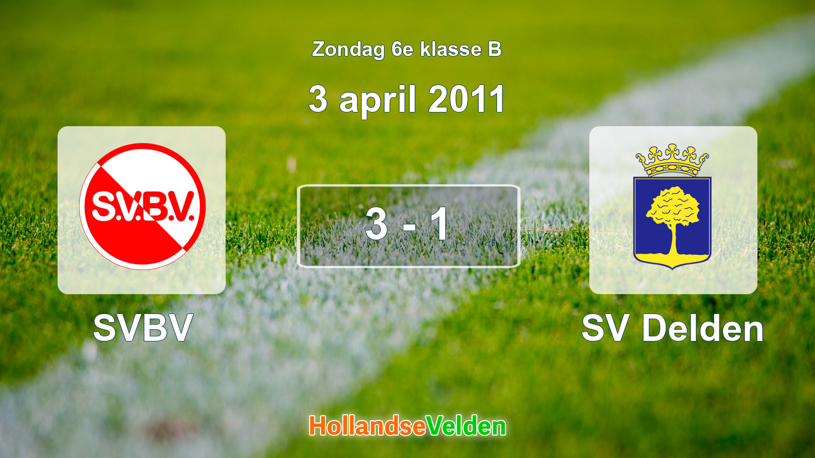 Gespeelde wedstrijd: SVBV - SV Delden 3 - 1 (3 april 2011)