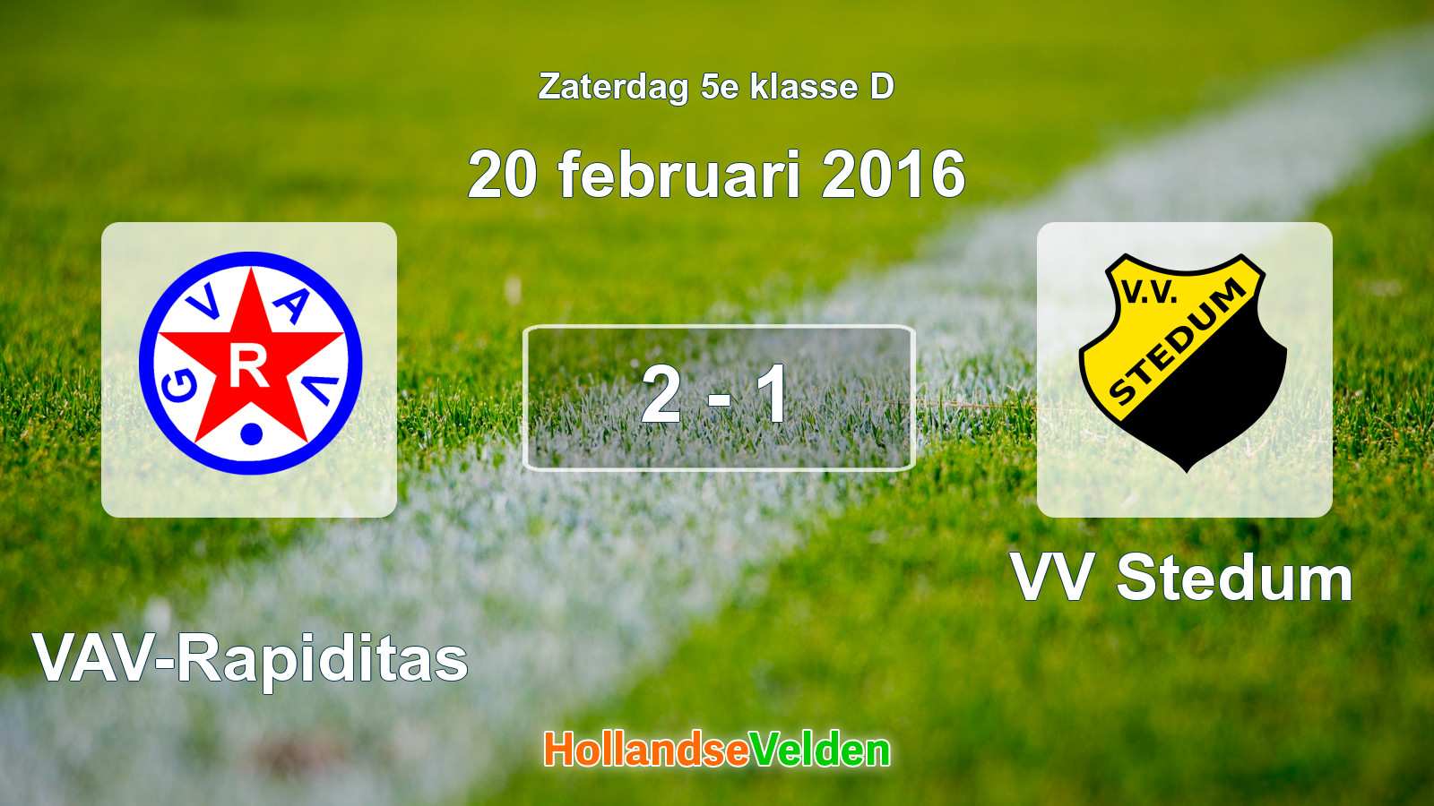 Gespeelde wedstrijd: GVAV-Rapiditas - VV Stedum 2 - 1 (20 februari 2016)