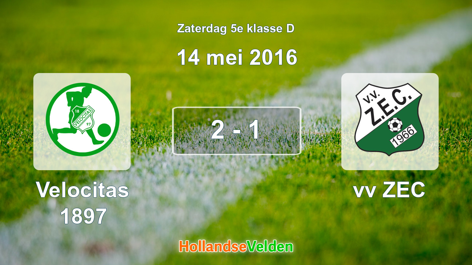 Gespeelde wedstrijd: Velocitas 1897 - vv ZEC 2 - 1 (14 mei 2016)