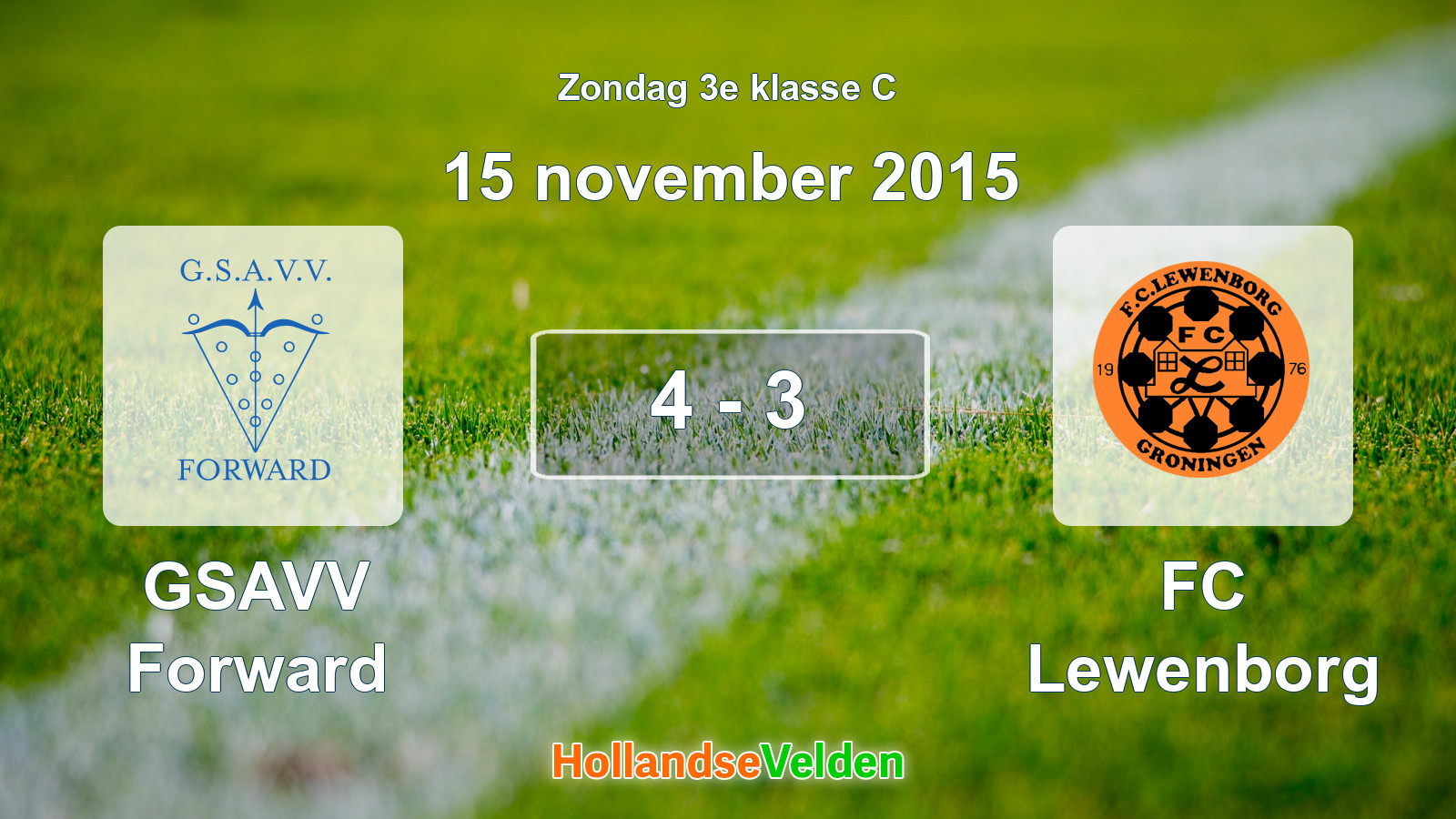 Gespeelde wedstrijd: GSAVV Forward - FC Lewenborg 4 - 3 (15 november 2015)