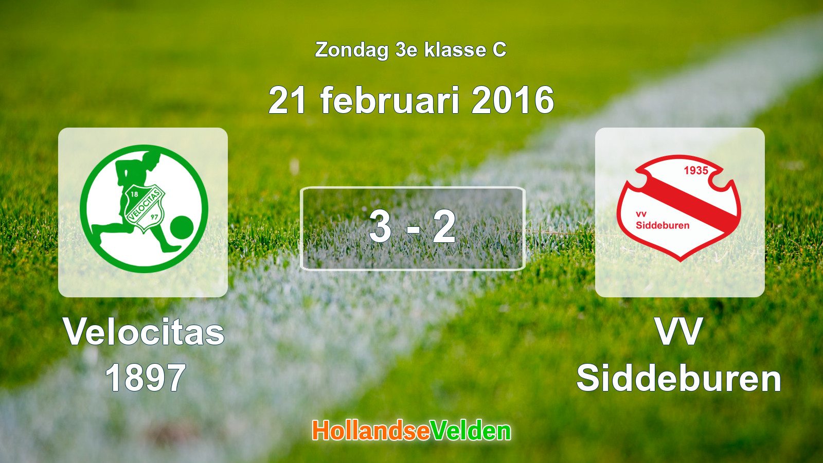 Gespeelde wedstrijd: Velocitas 1897 - VV Siddeburen 3 - 2 (21 februari 2016)