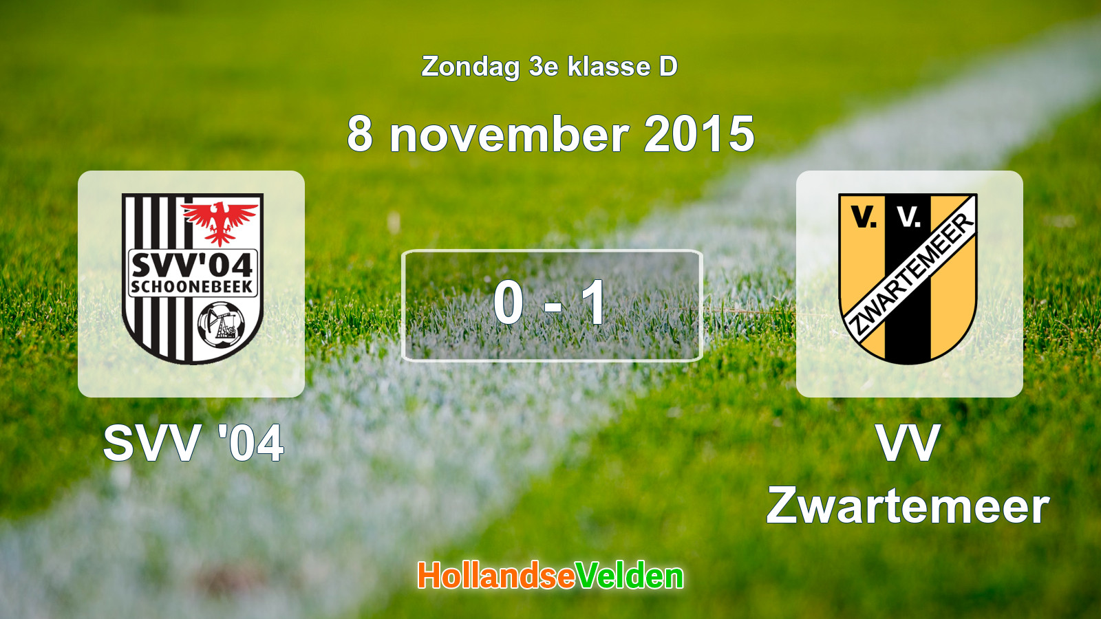 Gespeelde wedstrijd: SVV '04 - VV Zwartemeer 0 - 1 (8 november 2015)