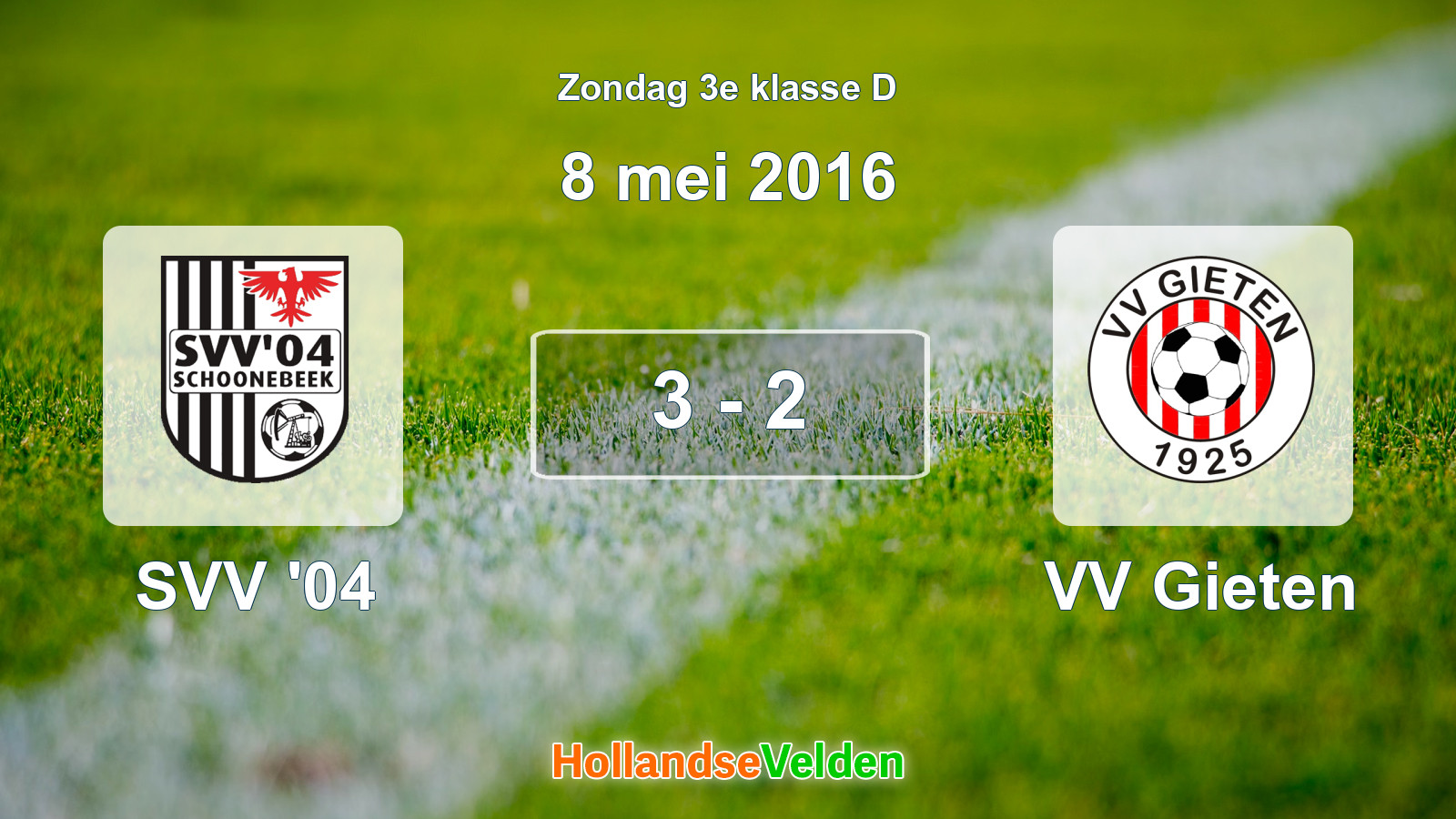 Gespeelde wedstrijd: SVV '04 - VV Gieten 3 - 2 (8 mei 2016)