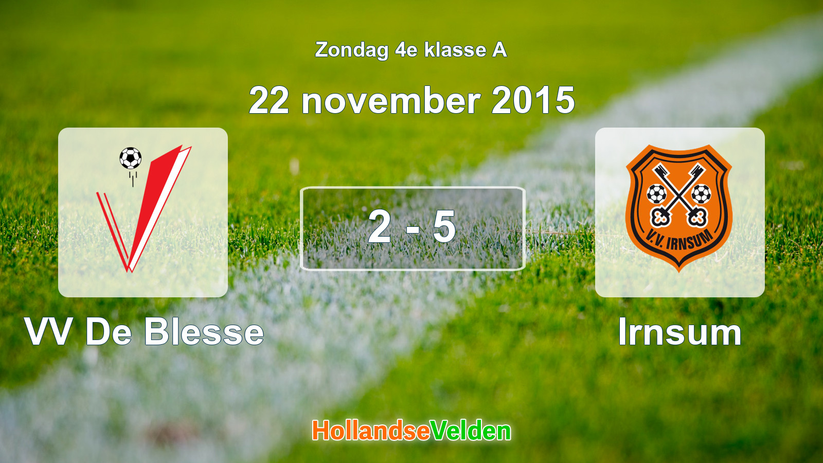 Gespeelde wedstrijd: VV De Blesse - Irnsum 2 - 5 (22 november 2015)