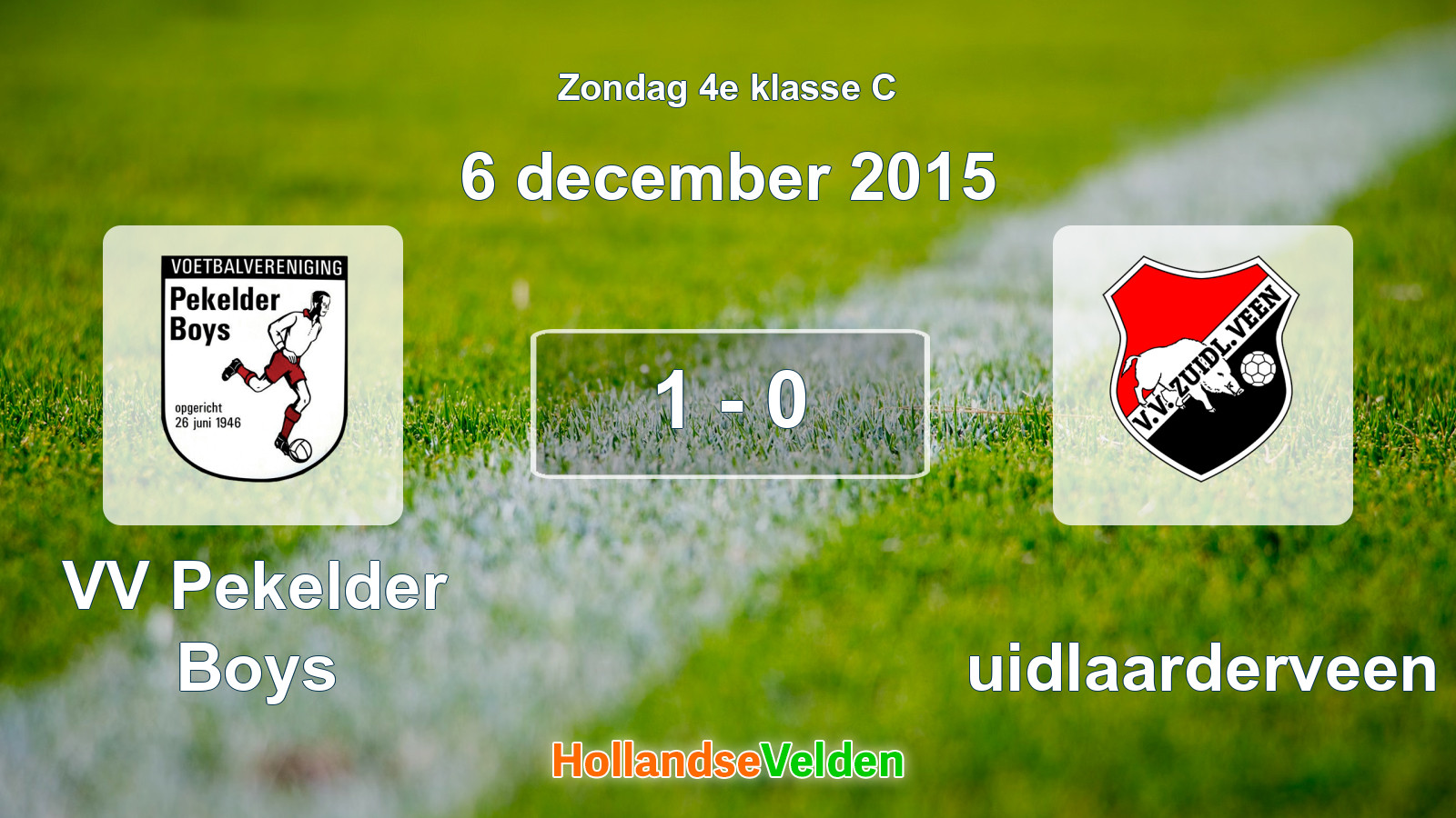 Gespeelde wedstrijd: VV Pekelder Boys - Zuidlaarderveen 1 - 0 (6 december 2015)