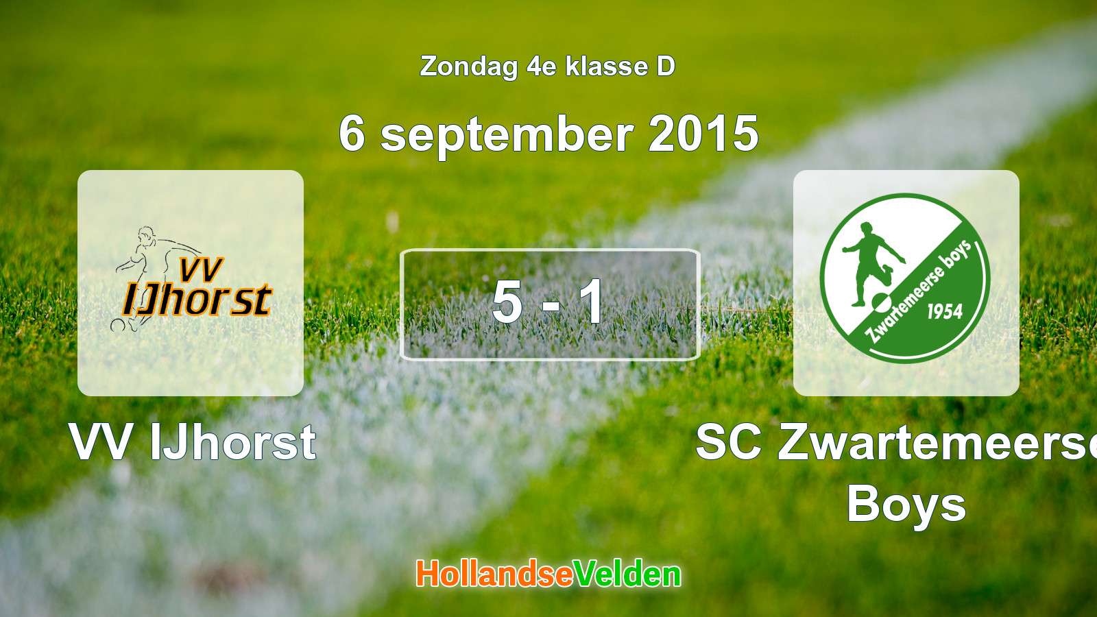 Gespeelde wedstrijd: VV IJhorst - SC Zwartemeerse Boys 5 - 1 (6 september 2015)
