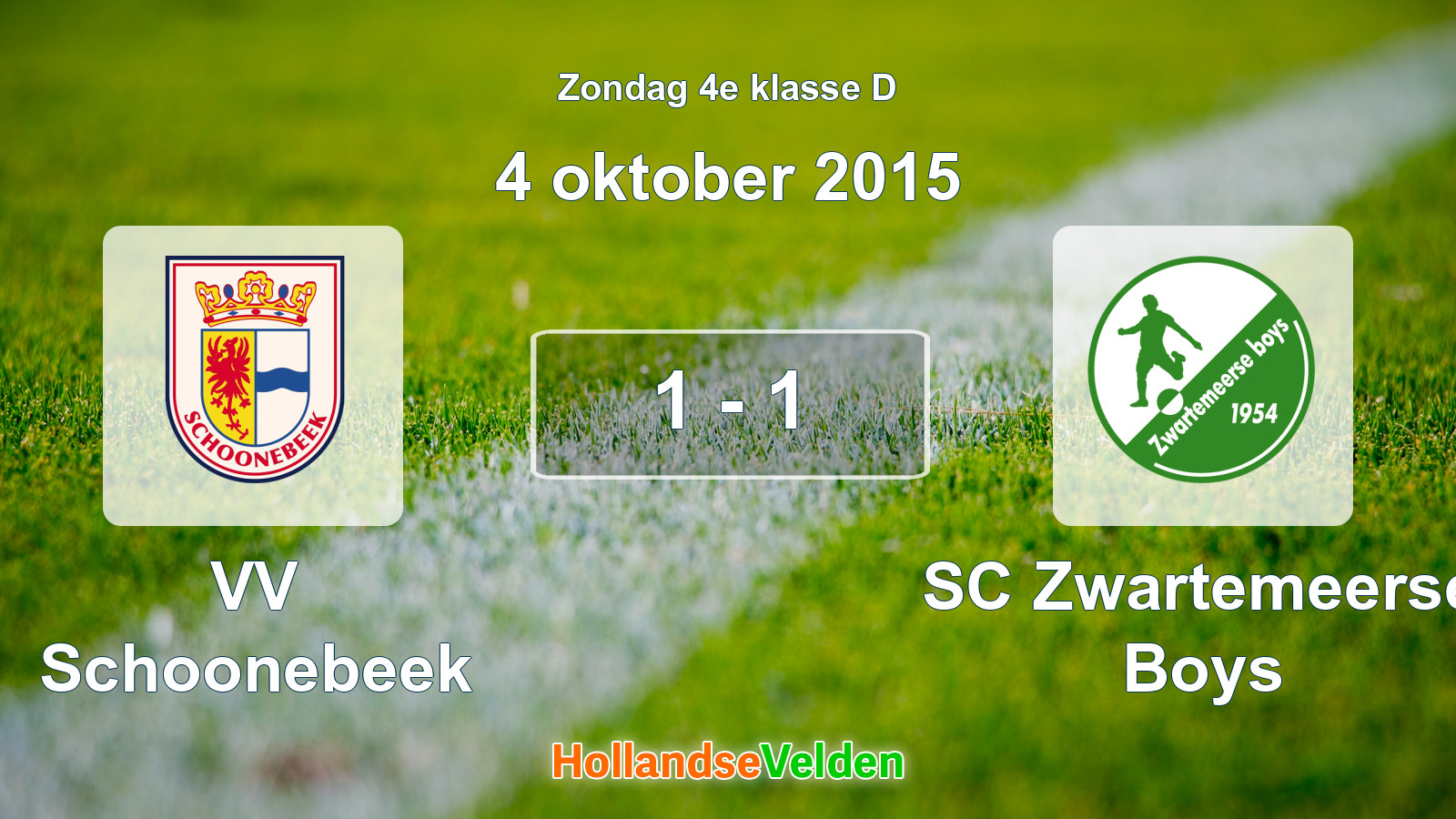 Gespeelde wedstrijd: VV Schoonebeek - SC Zwartemeerse Boys 1 - 1 (4 oktober 2015)