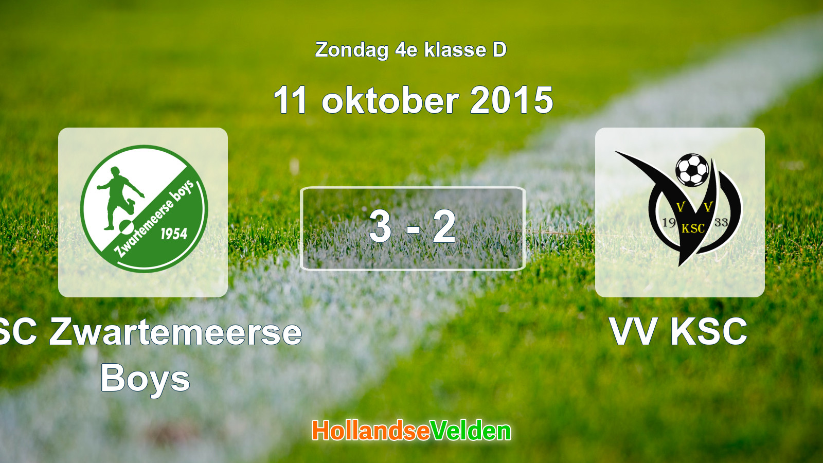 Gespeelde wedstrijd: SC Zwartemeerse Boys - VV KSC 3 - 2 (11 oktober 2015)