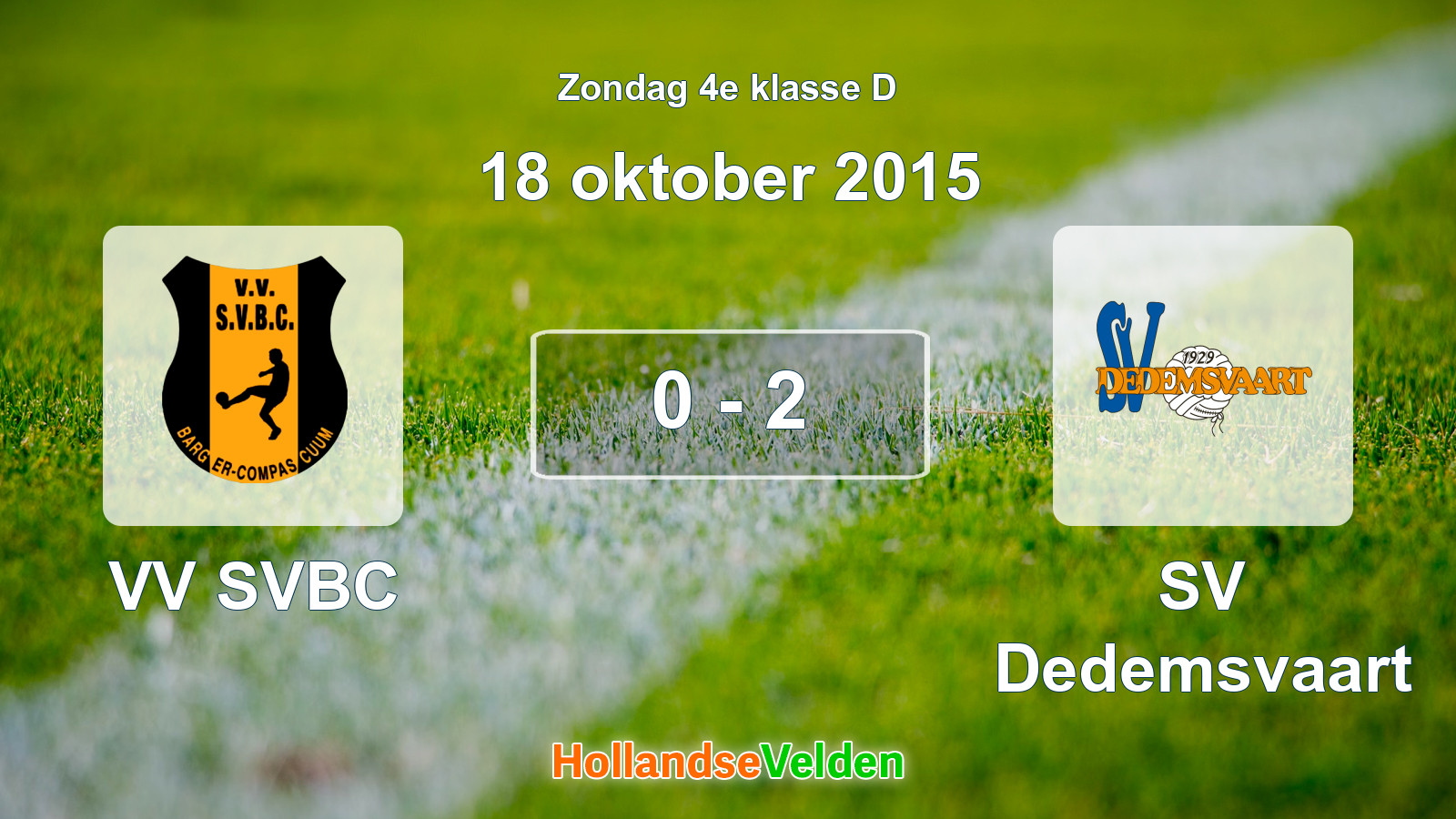Gespeelde wedstrijd: VV SVBC - SV Dedemsvaart 0 - 2 (18 oktober 2015)
