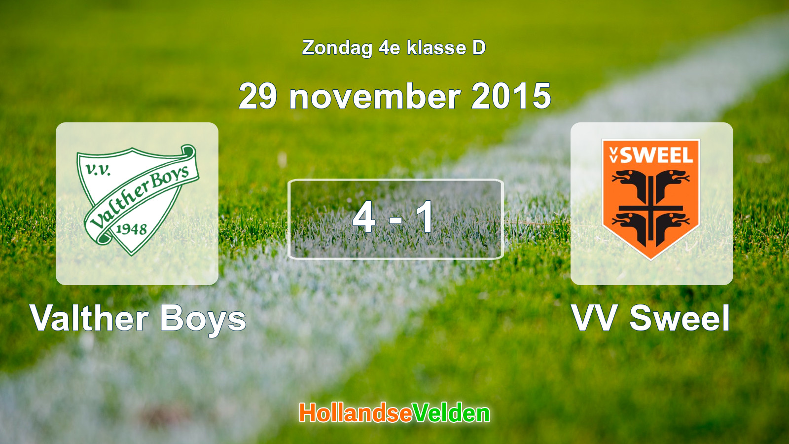 Gespeelde wedstrijd: Valther Boys - VV Sweel 4 - 1 (29 november 2015)