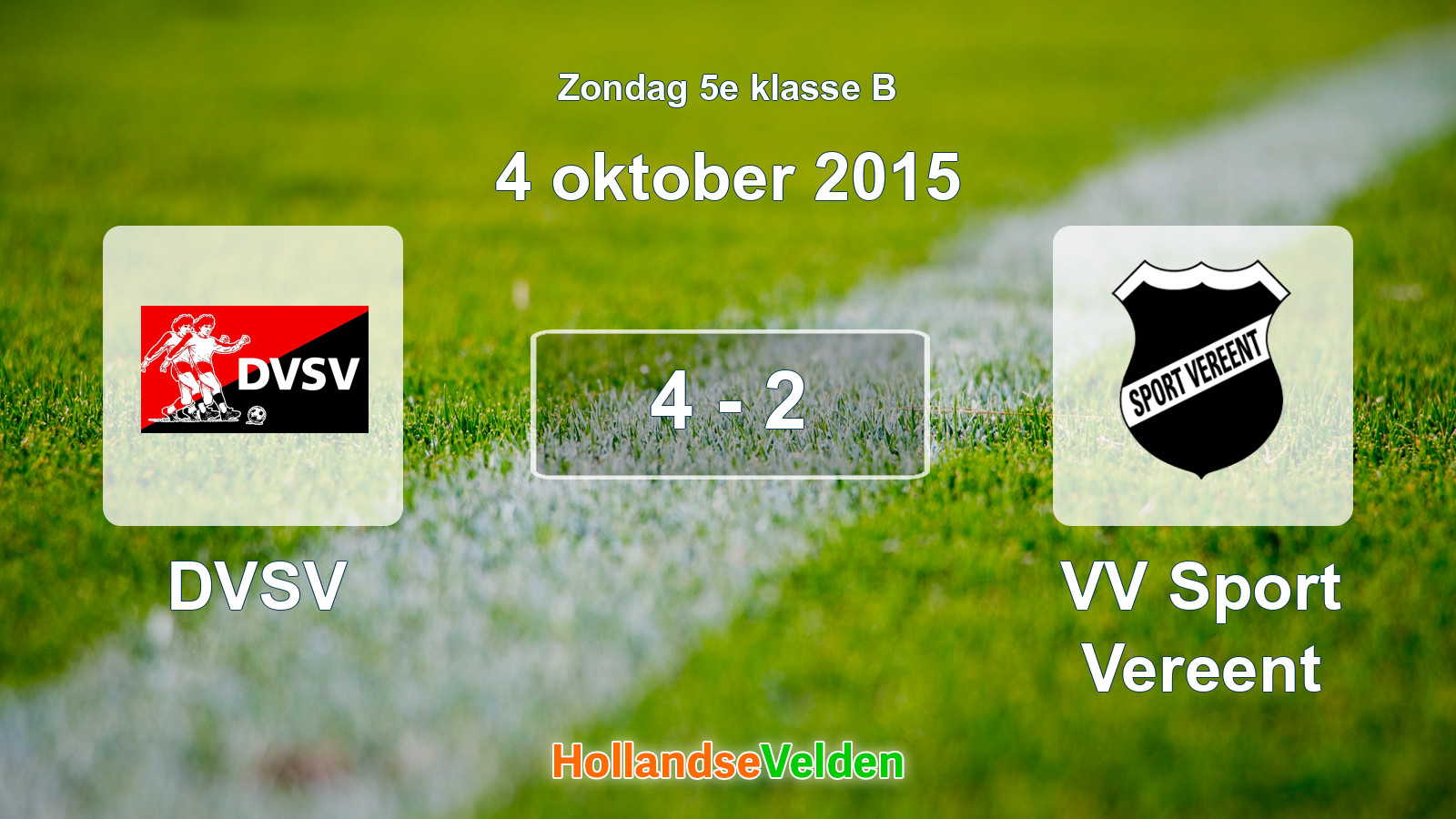 Gespeelde wedstrijd: DVSV - VV Sport Vereent 4 - 2 (4 oktober 2015)
