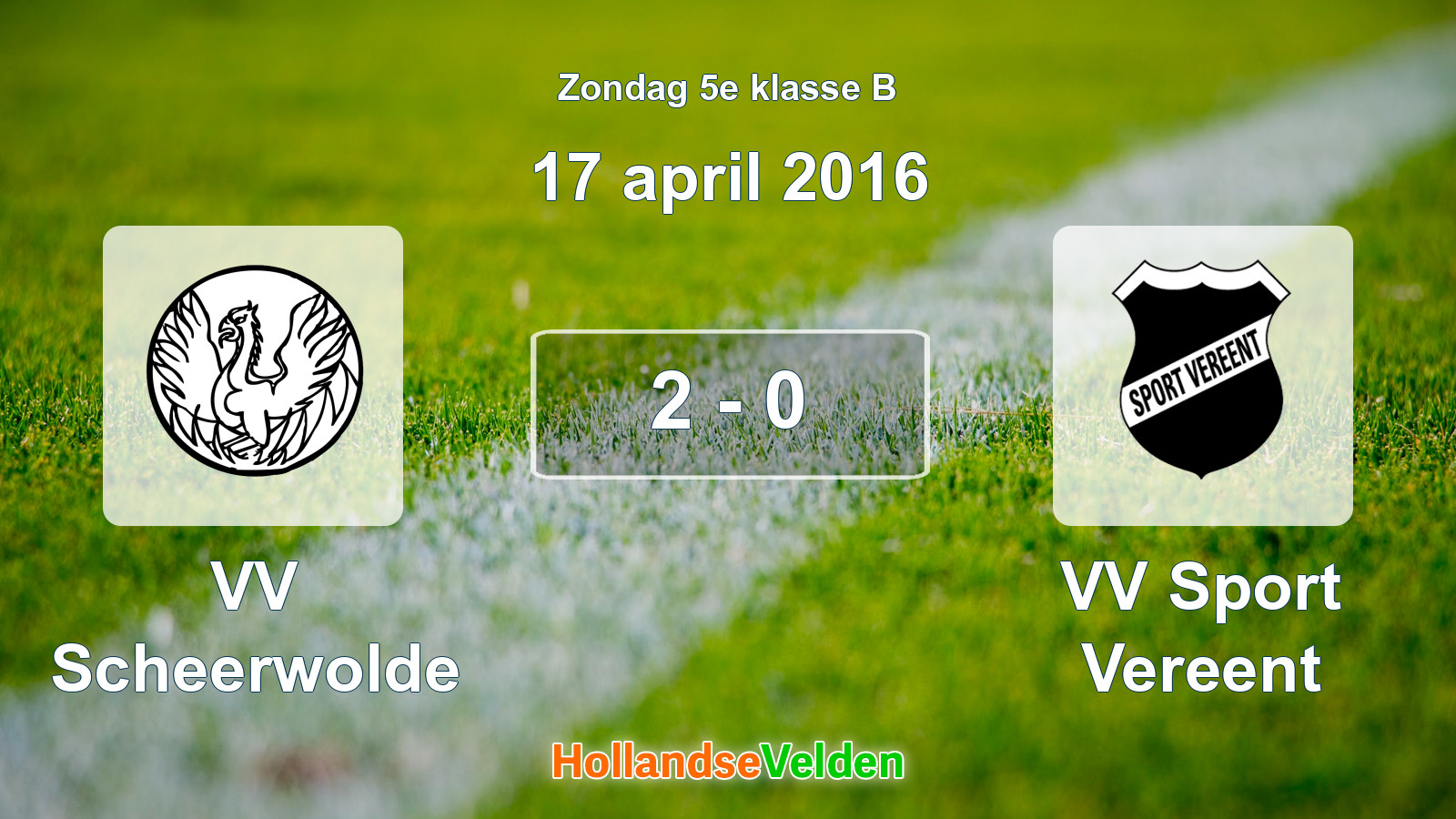 Gespeelde wedstrijd: VV Scheerwolde - VV Sport Vereent 2 - 0 (17 april 2016)