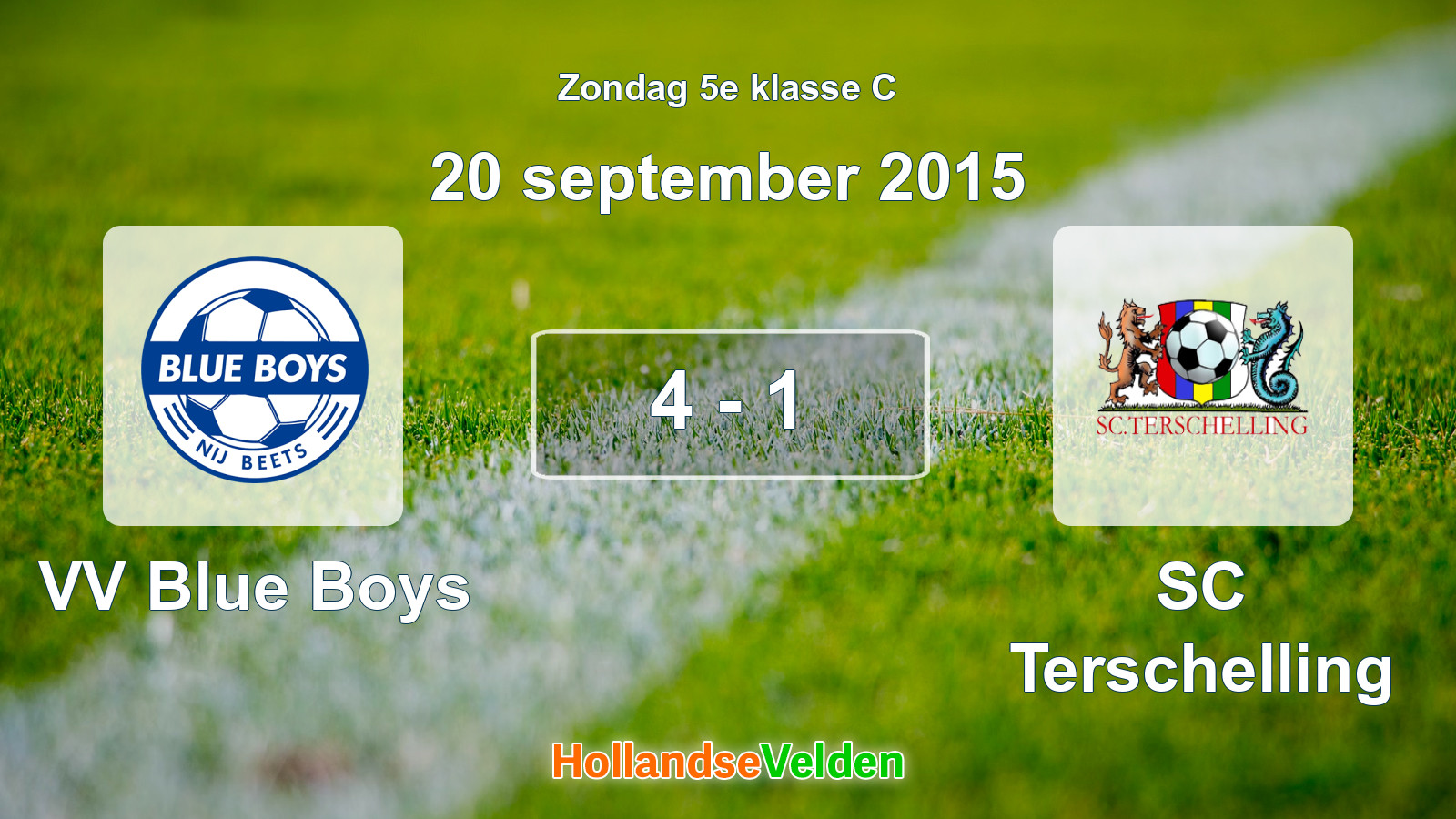 Gespeelde wedstrijd: VV Blue Boys - SC Terschelling 4 - 1 (20 september 2015)