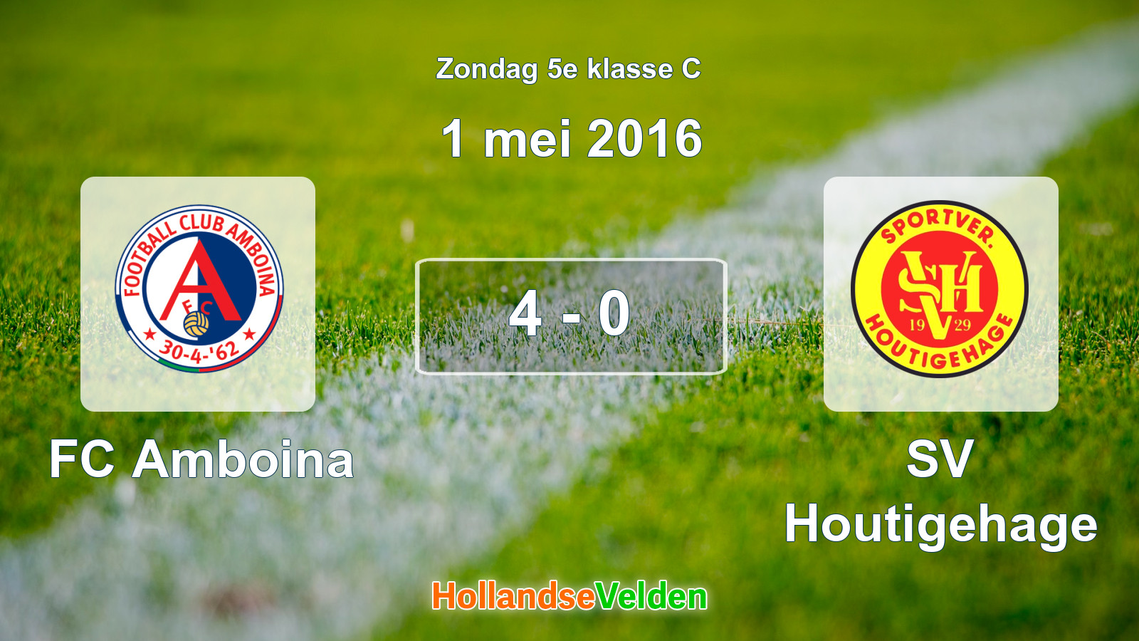 Gespeelde wedstrijd: FC Amboina - SV Houtigehage 4 - 0 (1 mei 2016)