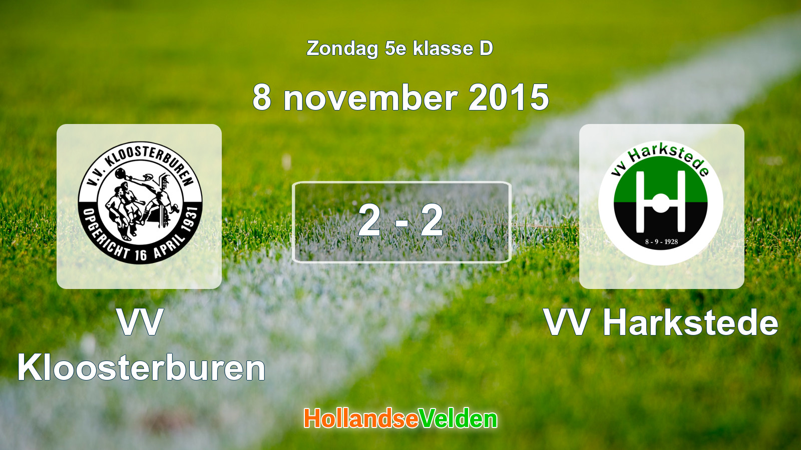 Gespeelde wedstrijd: VV Kloosterburen - VV Harkstede 2 - 2 (8 november 2015)