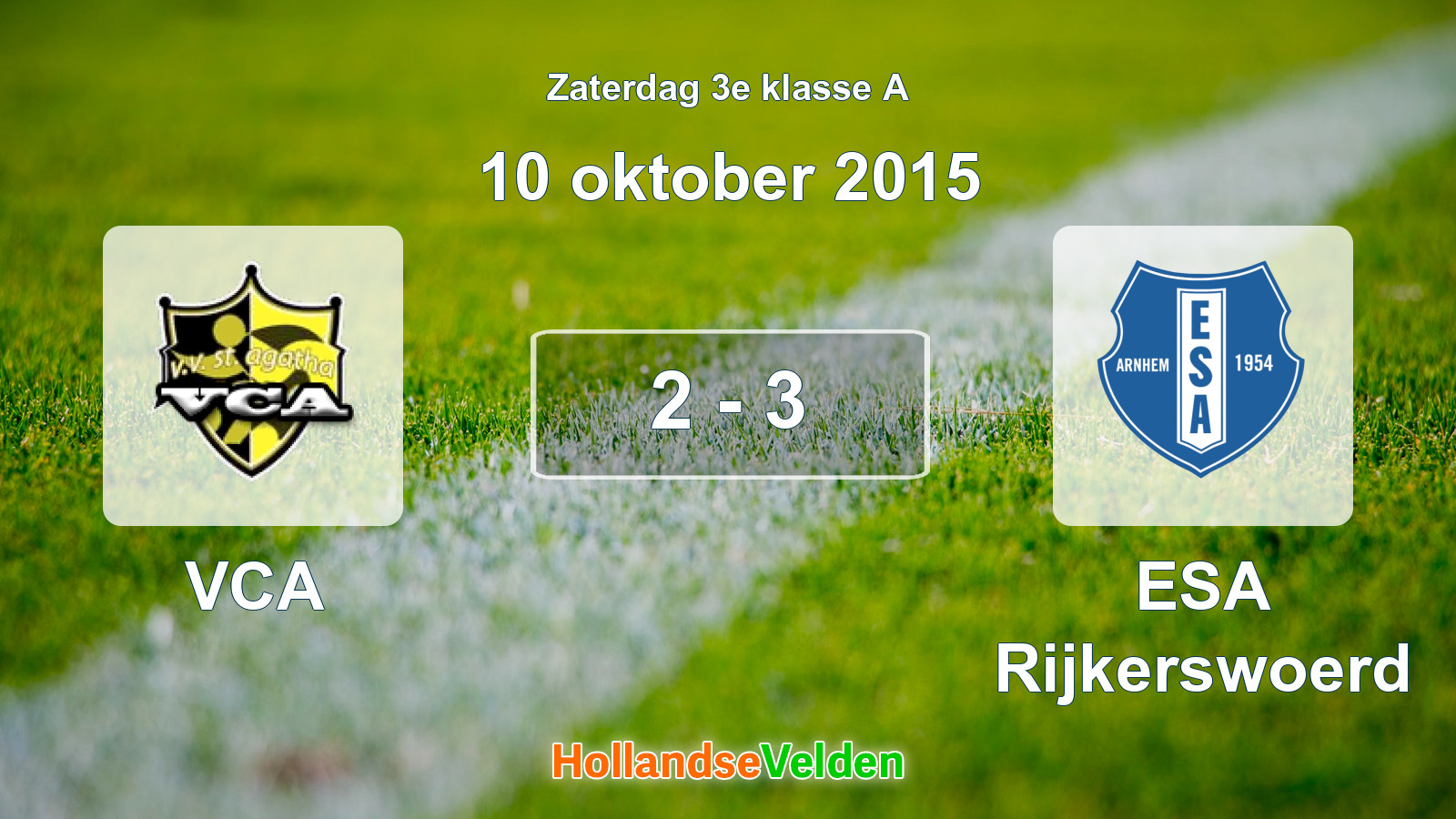 Gespeelde wedstrijd: VCA - ESA Rijkerswoerd 2 - 3 (10 oktober 2015)