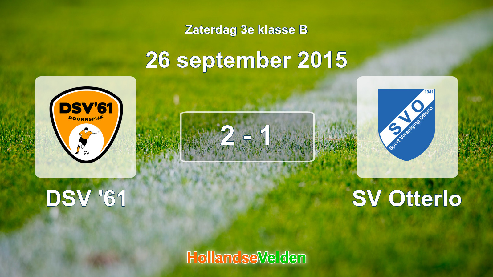 Gespeelde wedstrijd: DSV '61 - SV Otterlo 2 - 1 (26 september 2015)