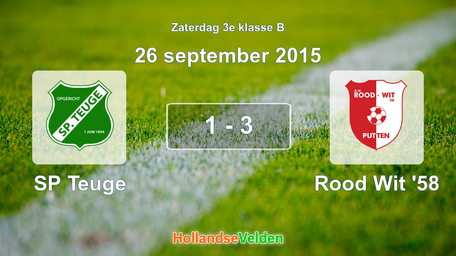 Gespeelde wedstrijd: SP Teuge - Rood Wit '58 1 - 3 (26 september 2015)