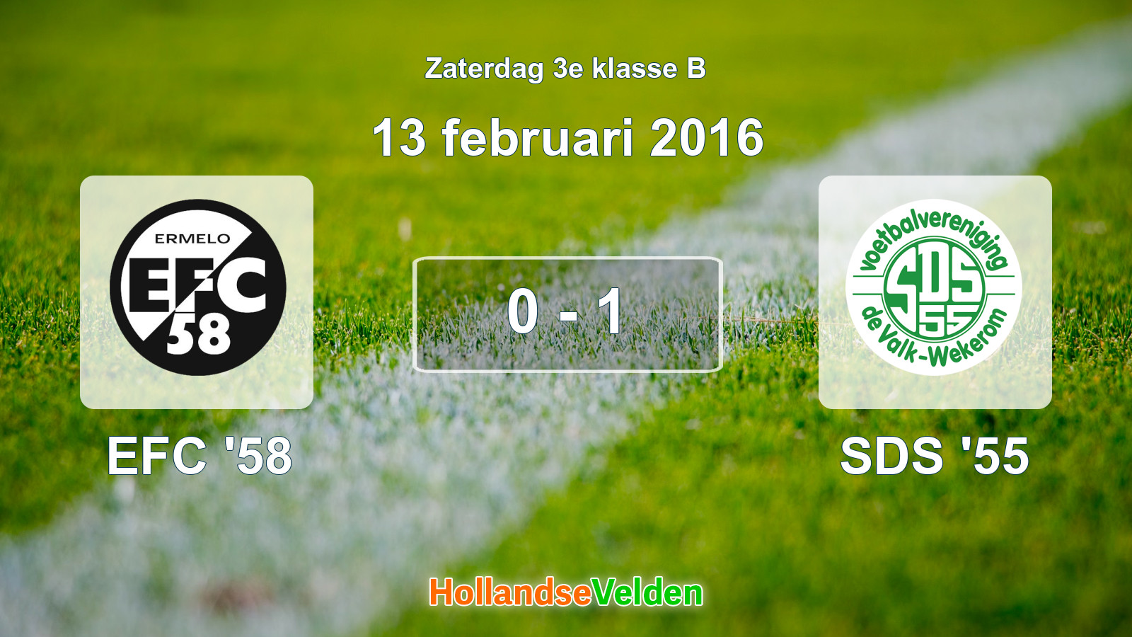 Gespeelde wedstrijd: EFC '58 - SDS '55 0 - 1 (13 februari 2016)