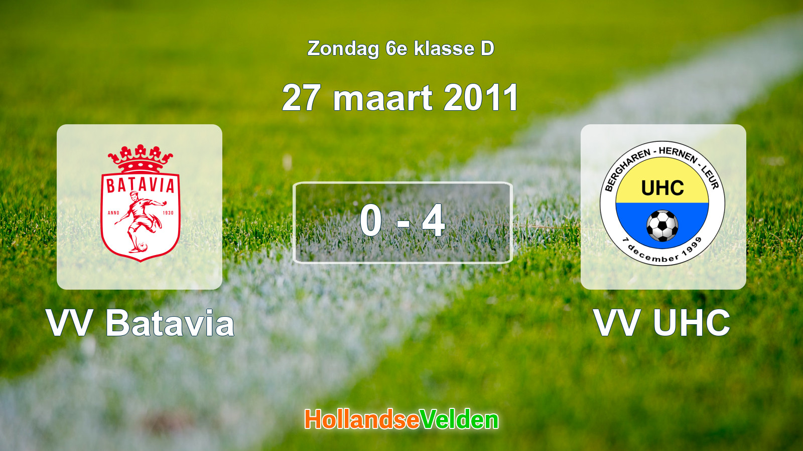 Gespeelde wedstrijd: VV Batavia - VV UHC 0 - 4 (27 maart 2011)
