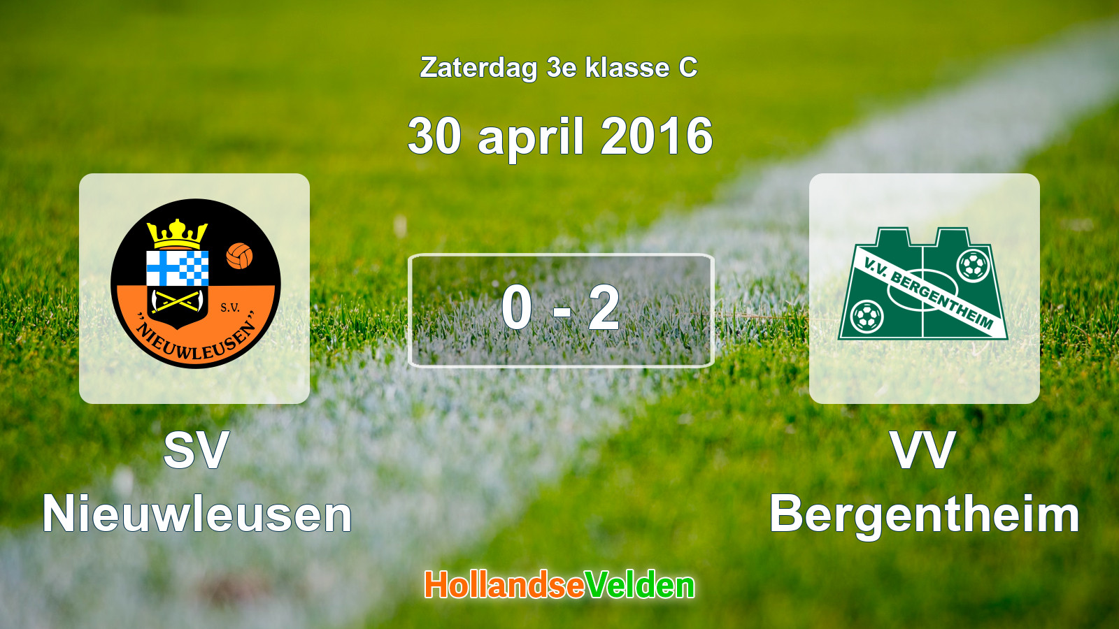 Gespeelde wedstrijd: SV Nieuwleusen - VV Bergentheim 0 - 2 (30 april 2016)