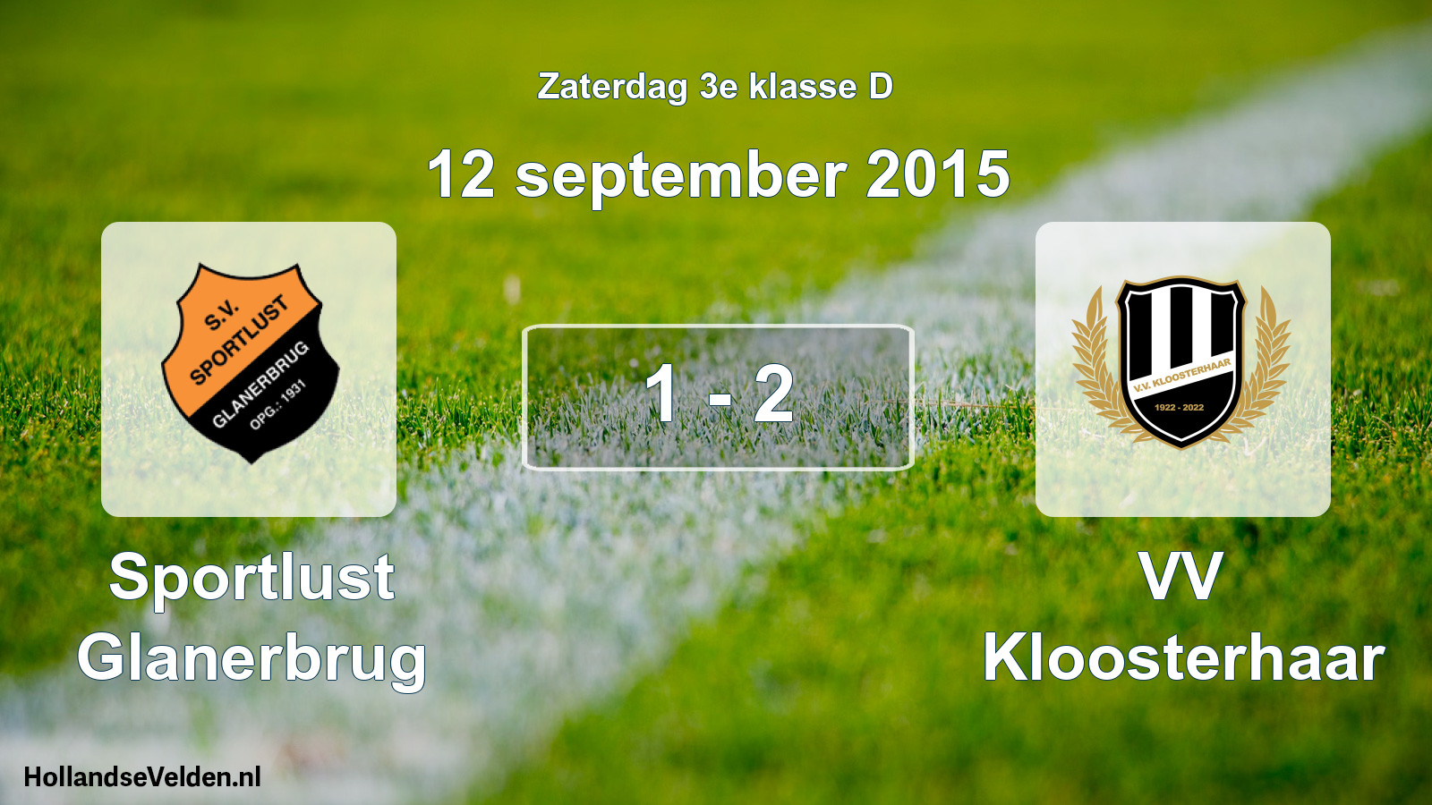 Gespeelde wedstrijd: Sportlust Glanerbrug - VV Kloosterhaar 1 - 2 (12 september 2015)