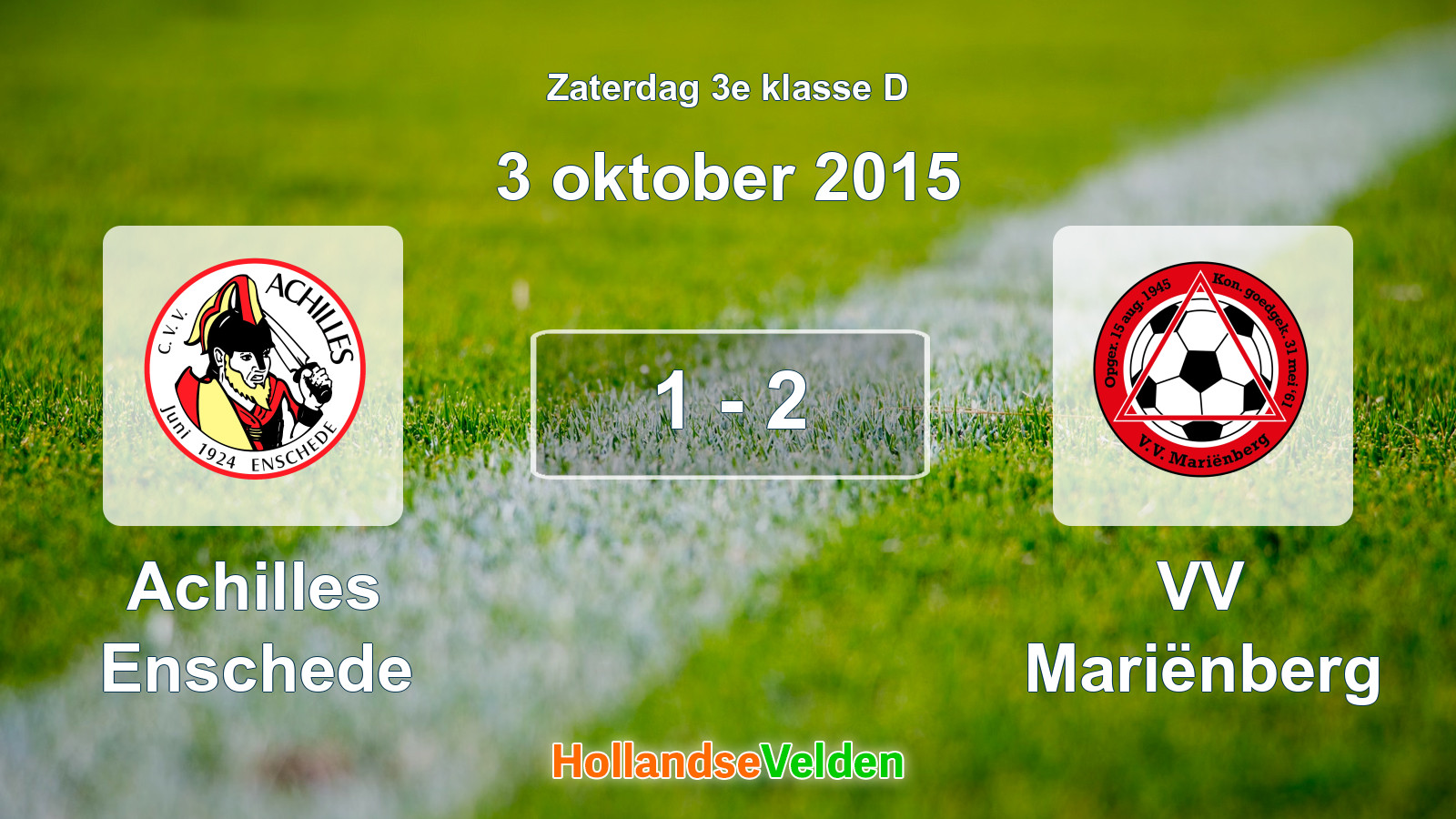 Gespeelde wedstrijd: Achilles Enschede - VV Mariënberg 1 - 2 (3 oktober 2015)
