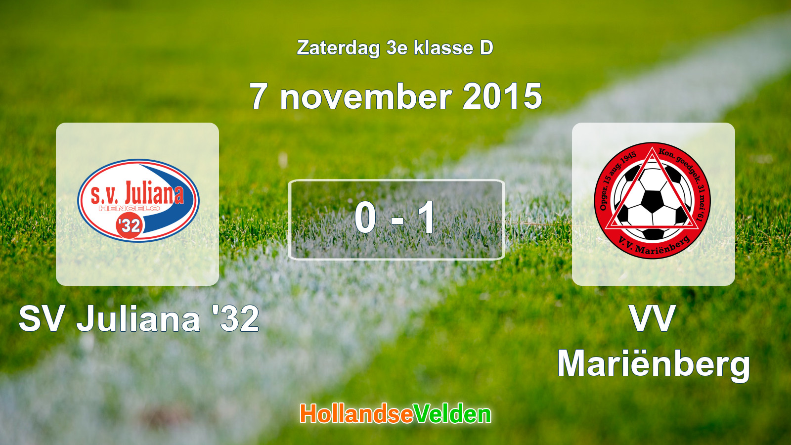 Gespeelde wedstrijd: SV Juliana '32 - VV Mariënberg 0 - 1 (7 november 2015)