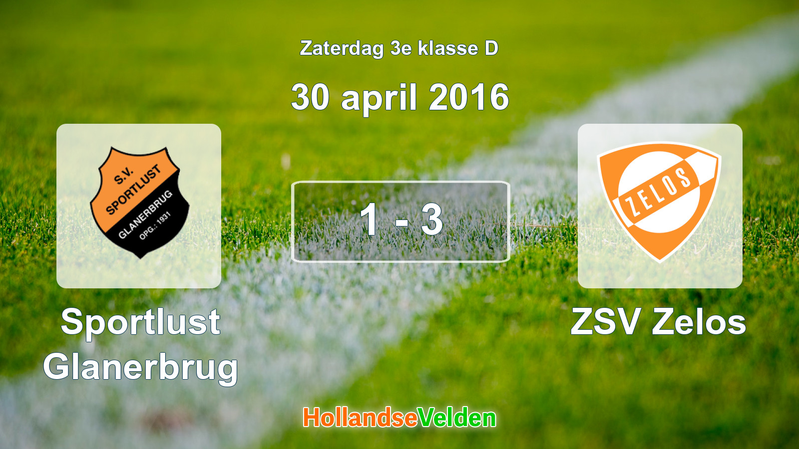 Gespeelde wedstrijd: Sportlust Glanerbrug - ZSV Zelos 1 - 3 (30 april 2016)