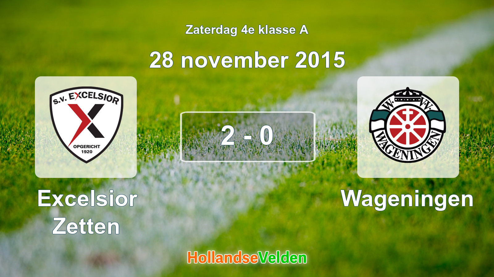 Gespeelde wedstrijd: Excelsior Zetten - Wageningen 2 - 0 (28 november 2015)